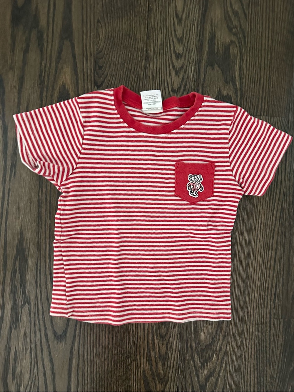 Vintage University of Wisconsin Badger Toddler Red and White Stripe T Shirt 3T